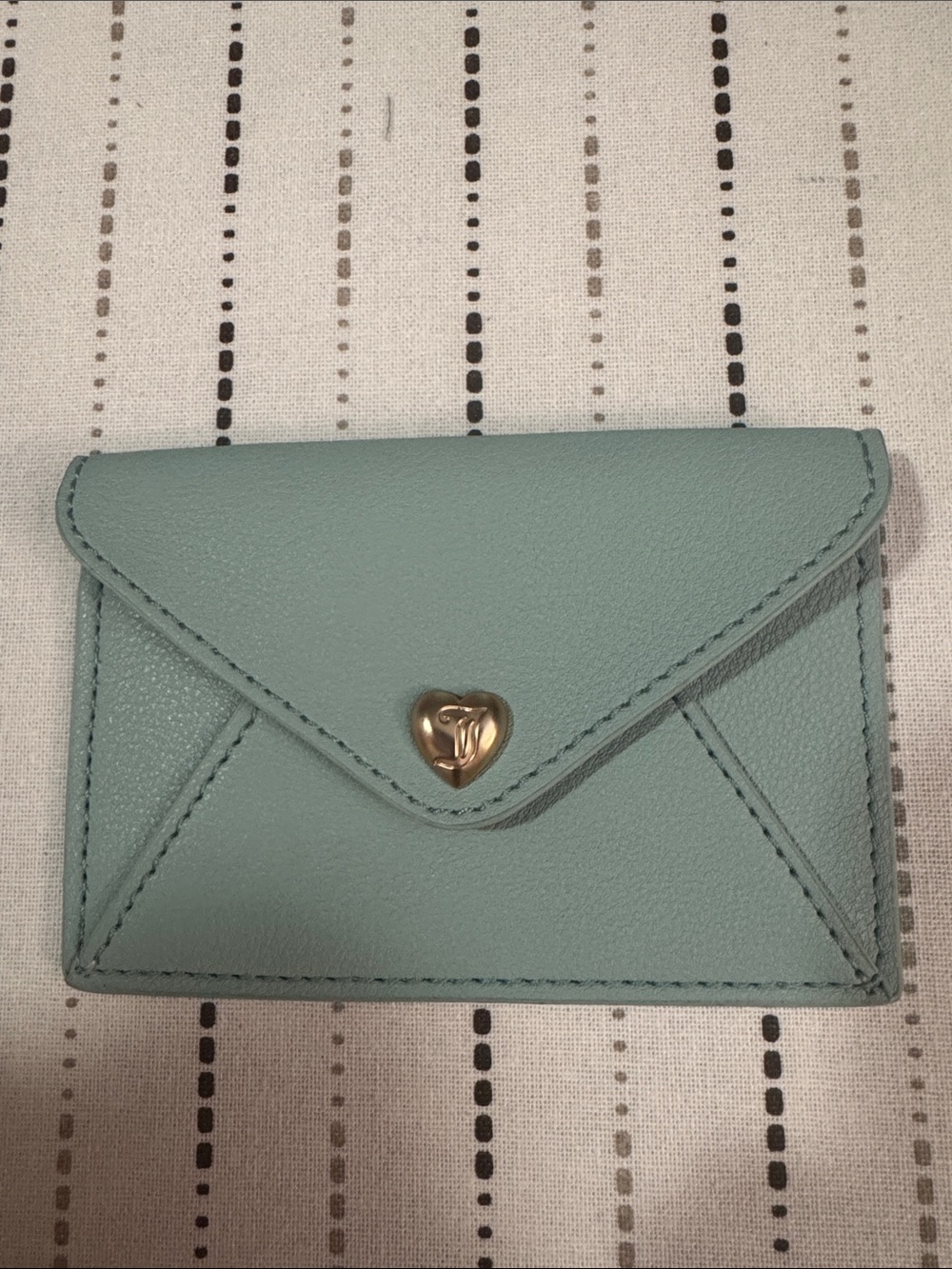 Juicy Couture Mint Green Envelope Card Holder with Heart Snap